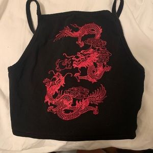 dragon cropped halter tank top